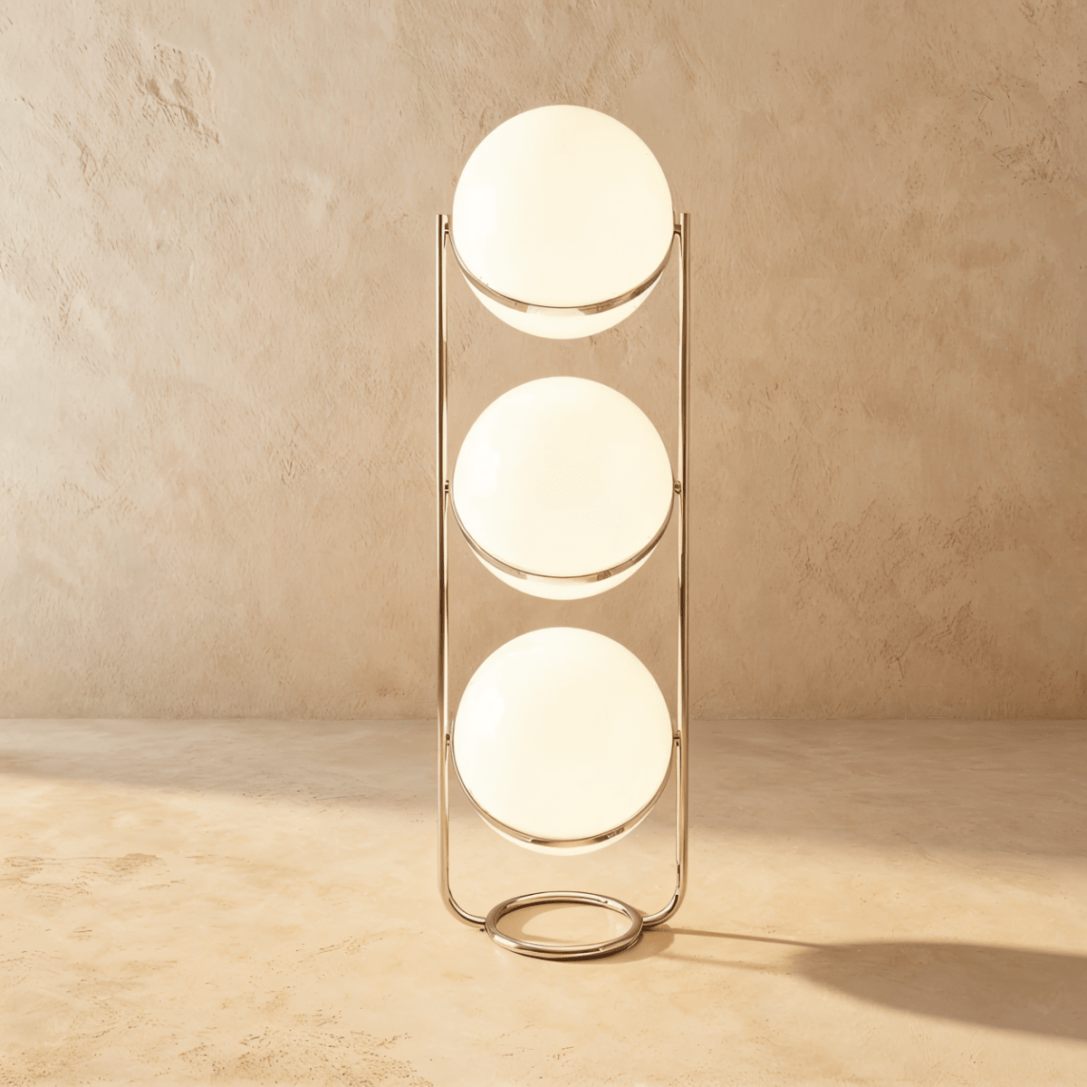 Modern Chrome Tiered Floor Lamp With Layered Circular Shade