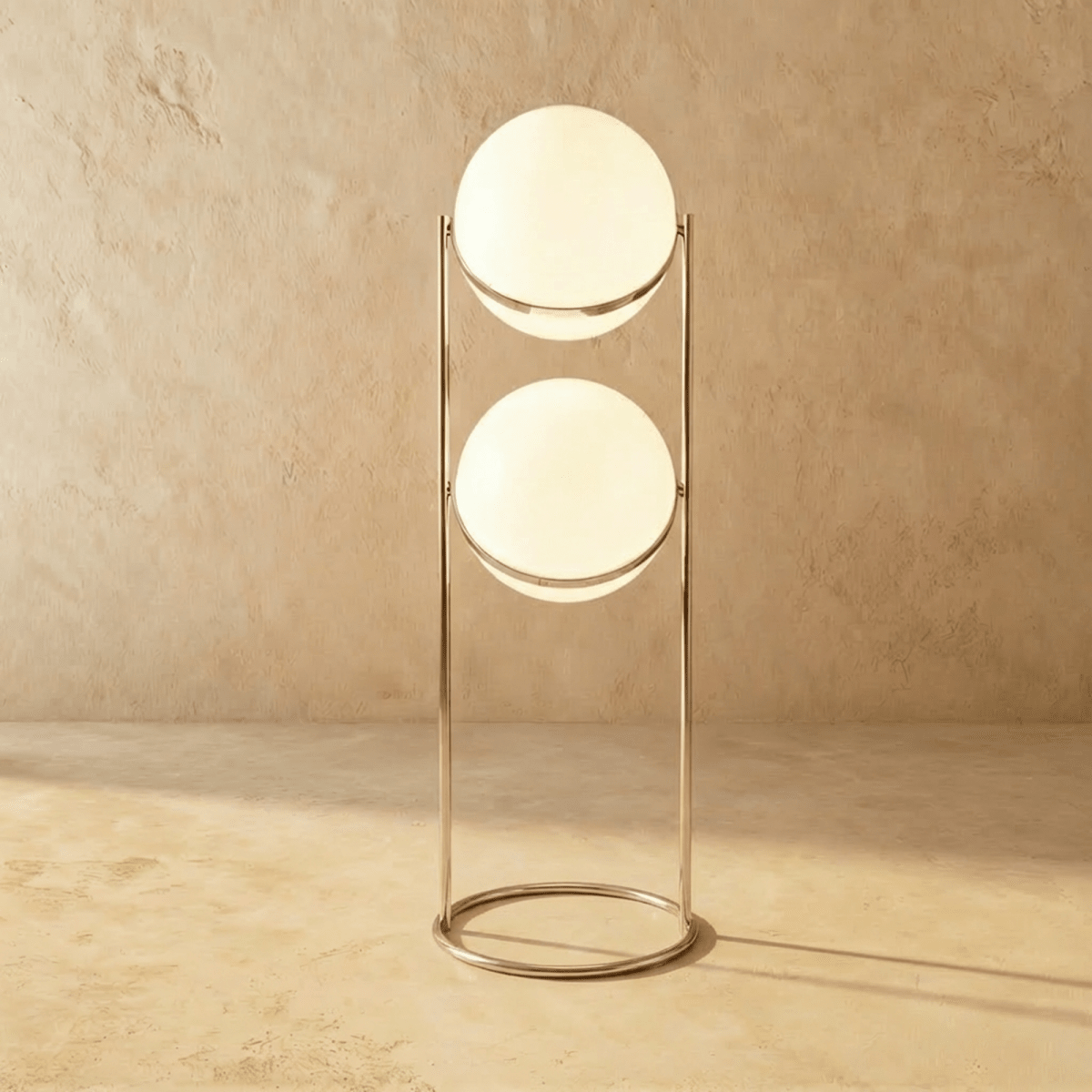 Modern Chrome Tiered Floor Lamp With Layered Circular Shade