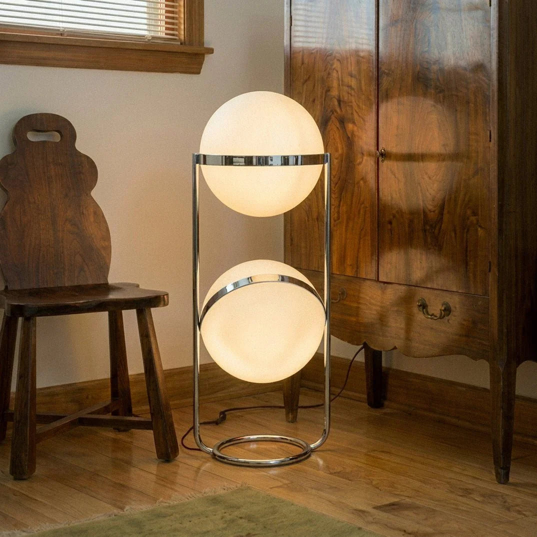 Modern Chrome Tiered Floor Lamp With Layered Circular Shade