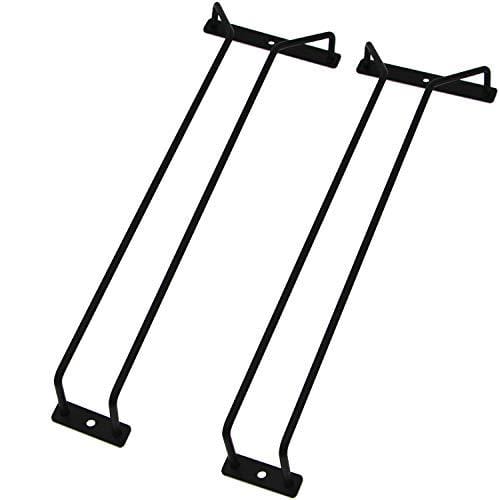 RedDreamer 14-Inch Black Wine Glass Rack, Under Cabinet Wine Glass Holder Stainless Steel Stemware Rack - Hanging Stemware Holder for Cabinet Kitchen Bar, Set of 2