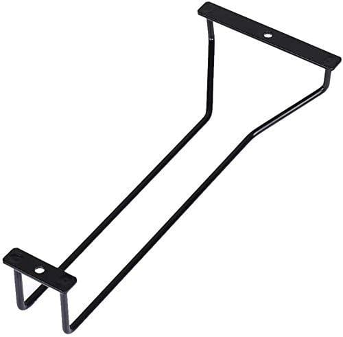 RedDreamer 14-Inch Black Wine Glass Rack, Under Cabinet Wine Glass Holder Stainless Steel Stemware Rack - Hanging Stemware Holder for Cabinet Kitchen Bar, Set of 2