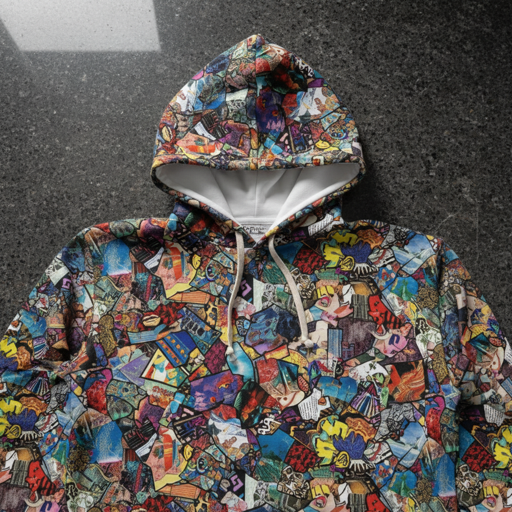 Retro Pop Comic Collage Hoodie – Bold All-Over Print Streetwear for Art Lovers & Vintage Vibe Seekers