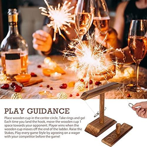 Ring Toss Games for Kids Adults, Fast-paced Interactive Game, Outdoor Indoor Handmade Wooden Ring Toss Games-Brown, Best