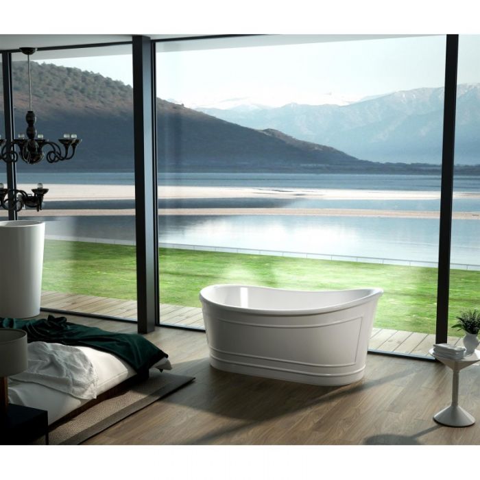 BelBagno 1676mm Ritz Stone Freestanding Bath White