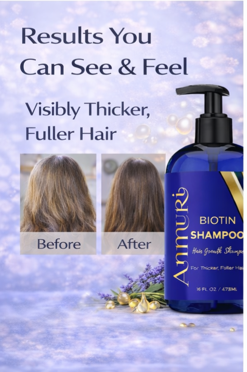 Ammuri Biotin Shampoo – DHT Blocker for Thicker Hair | Set of 2 x 473ml