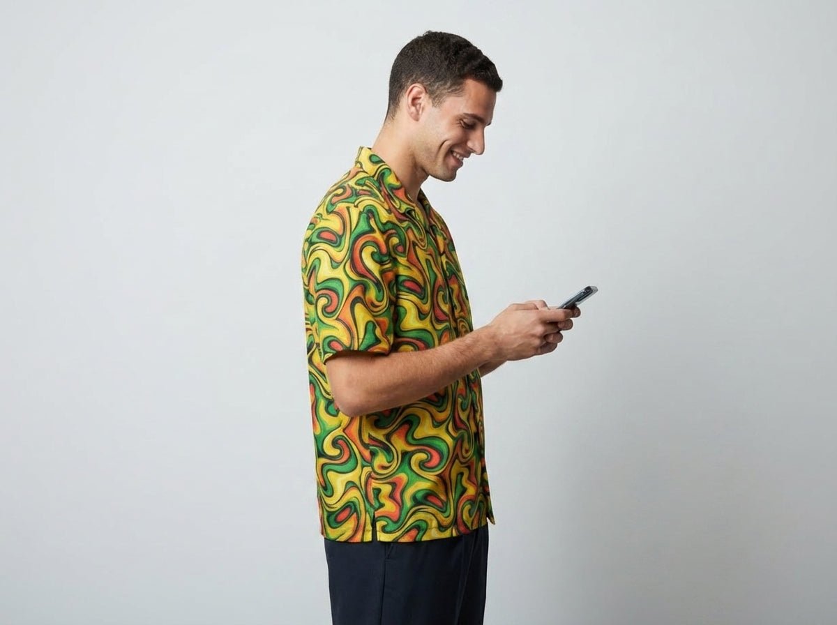 Retro Vibes Camp Shirt for the Most Interesting Dresser at Summer — AOP 100% Polyester Sublimation Hawaiian, Button Front Linen Texture