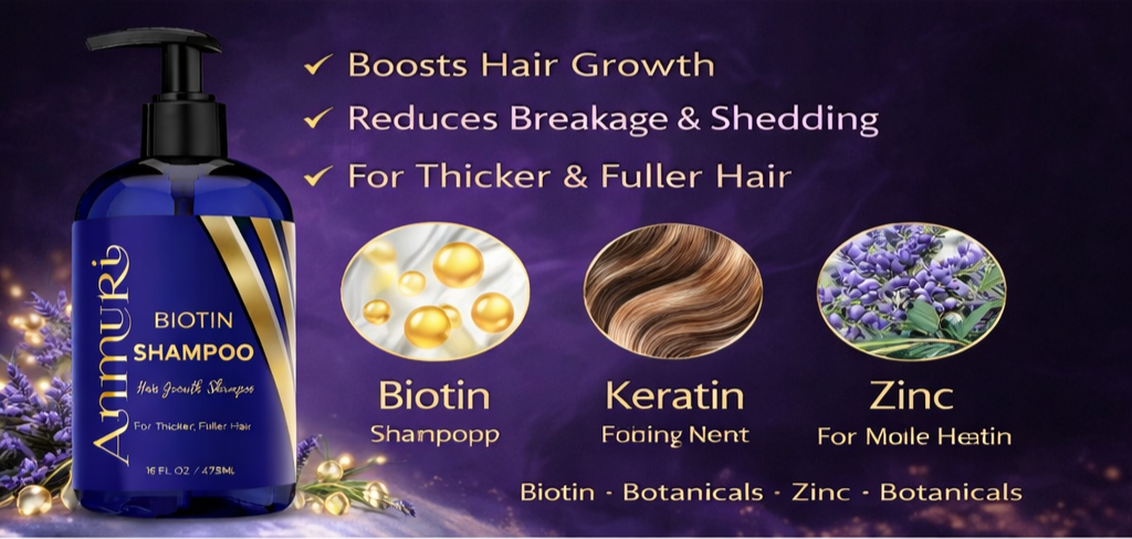 Ammuri Biotin Shampoo – DHT Blocker for Thicker Hair | Set of 2 x 473ml