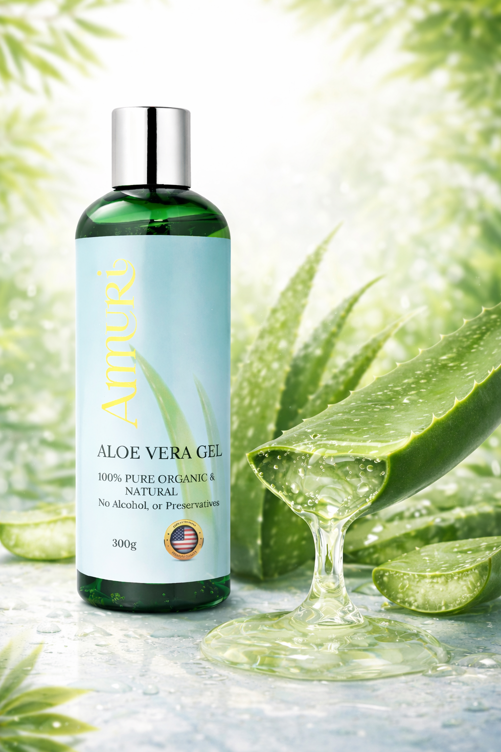 Ammuri Organic Aloe Vera Gel 300g - Pure Natural Pack Of 5 for Face & Body