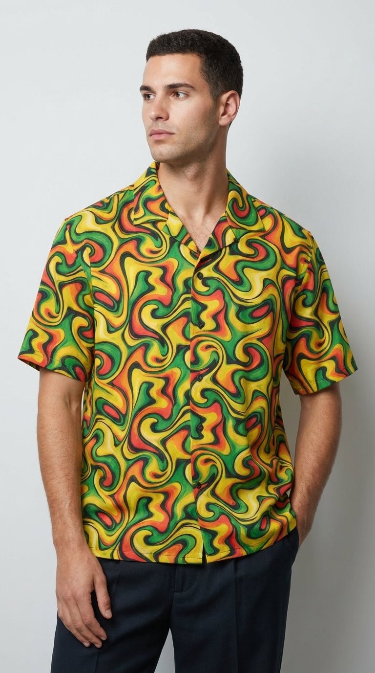 Retro Vibes Camp Shirt for the Most Interesting Dresser at Summer — AOP 100% Polyester Sublimation Hawaiian, Button Front Linen Texture