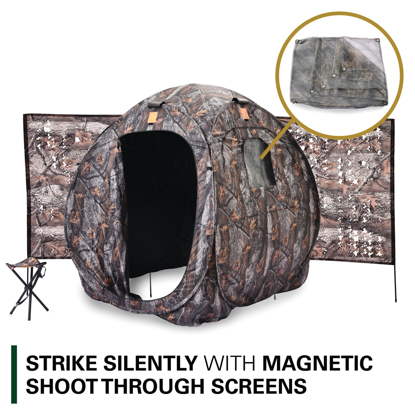 Rukket Sports Hunting Blind w/ Tripod Stool and Ground Screen