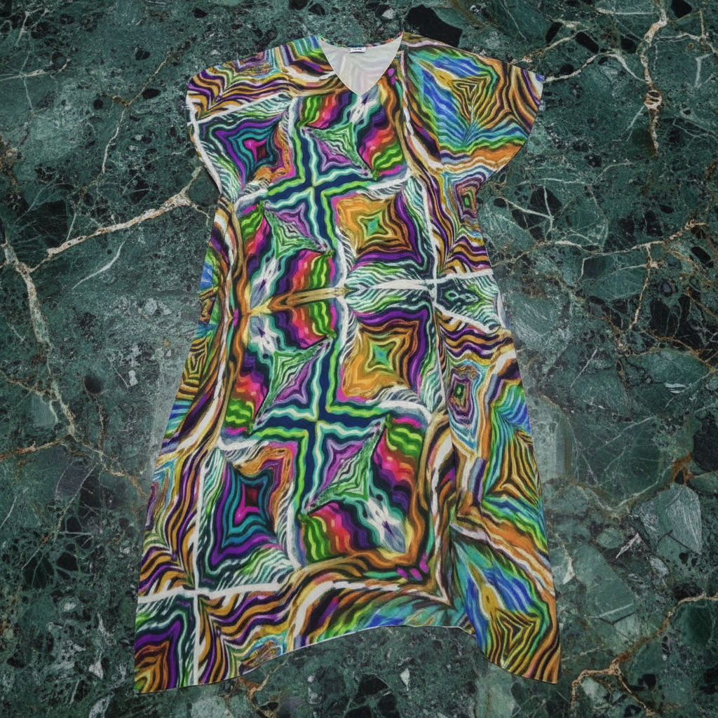 Sacred Geometry Kaftan | Psychedelic Bohemian Goddess Robe for Meditation, Retreats & Luxury Lounging