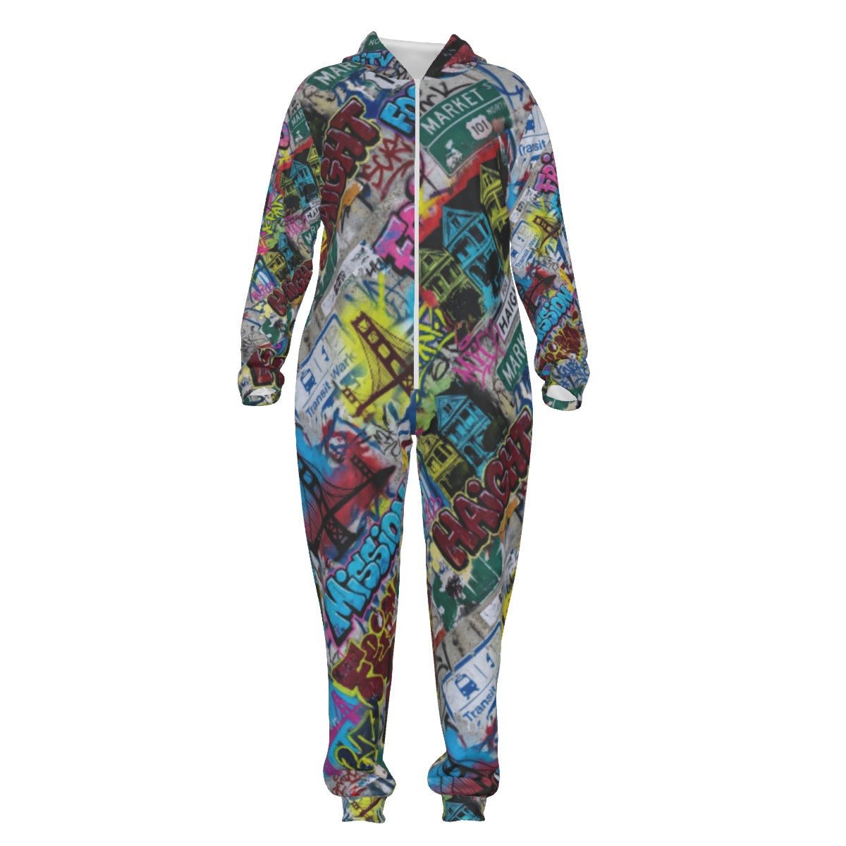 San Francisco Street Soul AOP Jumpsuit | Full-Body City Signage Print Unisex One-Piece (310gsm, XS–5XL)