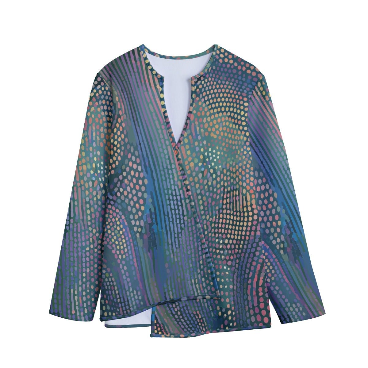 Scuba Irregular Hem Jacket — Deep Teal Bioluminescent Scale Print