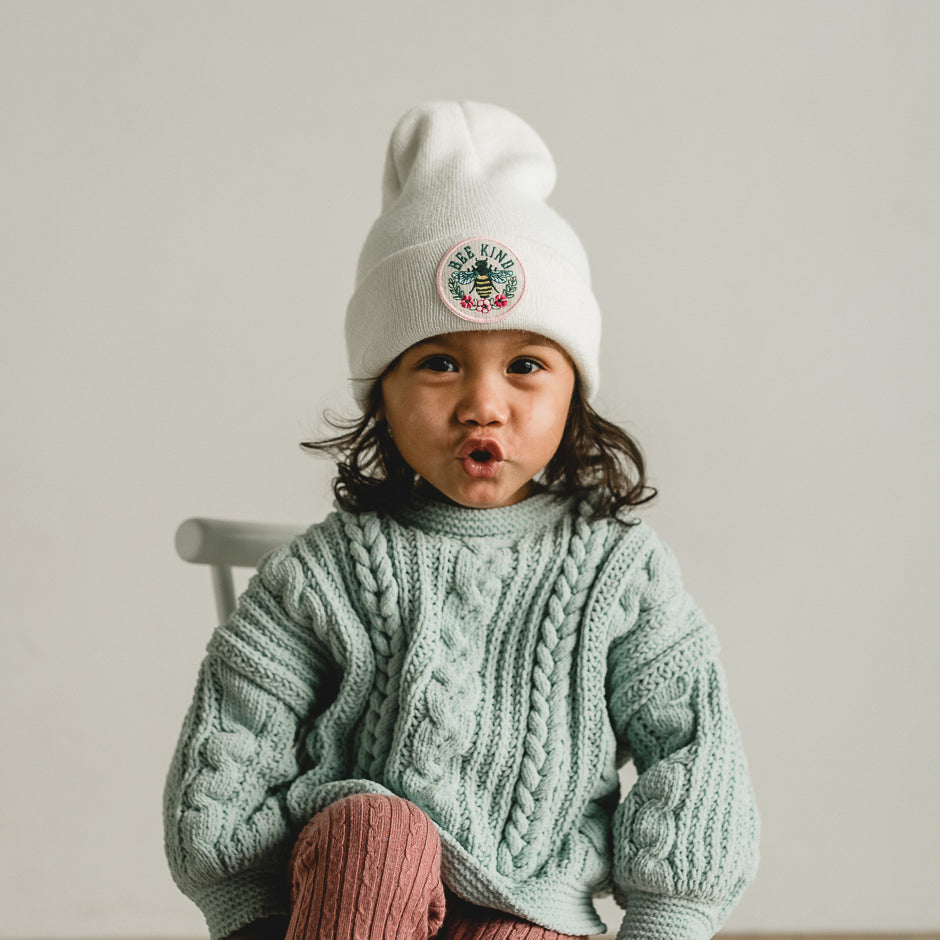 Bee Kind - White Kids Beanie