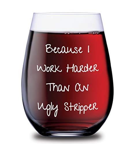 Sips N Giggles Funny Shot Glasses | Because I Work Harder Than An Ugly Stripper 2 Shot Glasses | A Perfect Item For Men & Women Dad Brother Uncle |