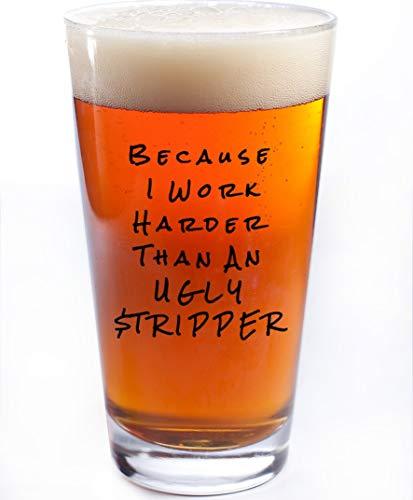 Sips N Giggles Funny Shot Glasses | Because I Work Harder Than An Ugly Stripper 2 Shot Glasses | A Perfect Item For Men & Women Dad Brother Uncle |