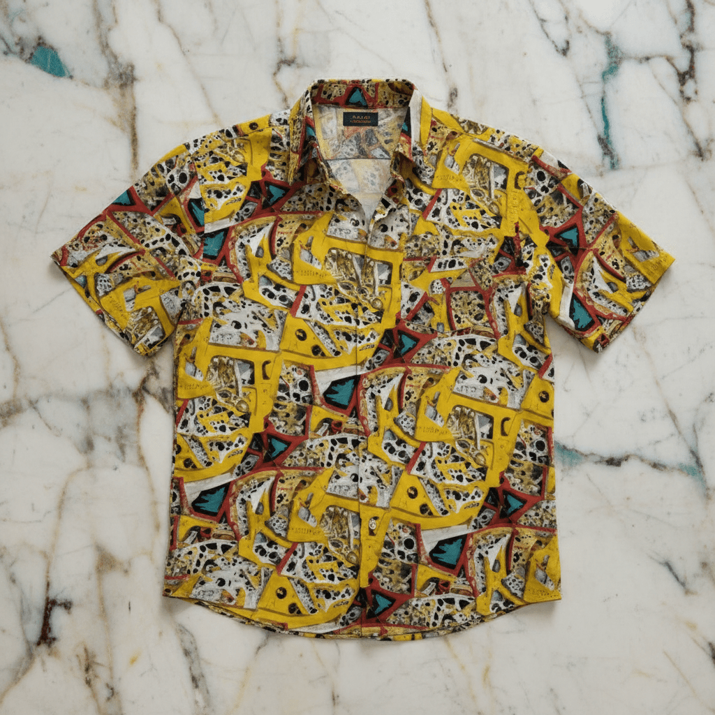 Static Frequency AOP Men's Silk-Feel Shirt | Maximalist Short-Sleeve Summer Top