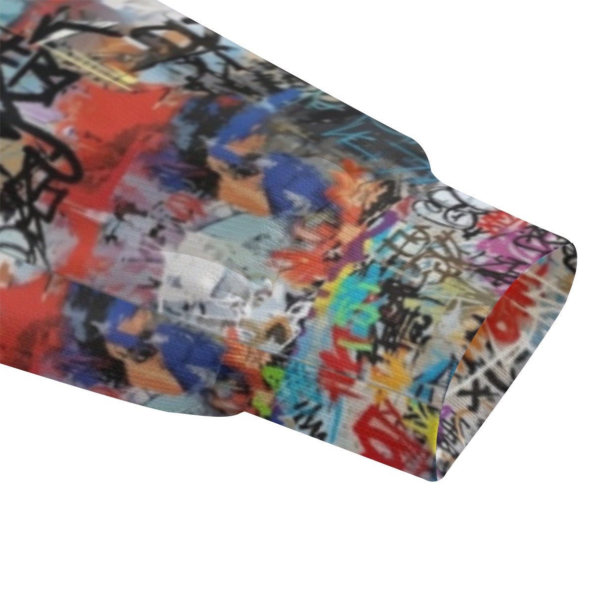 Sticker Bomb Graffiti Fleece Hoodie — White Street-Tag Collage AOP Heavyweight Winter Pullover