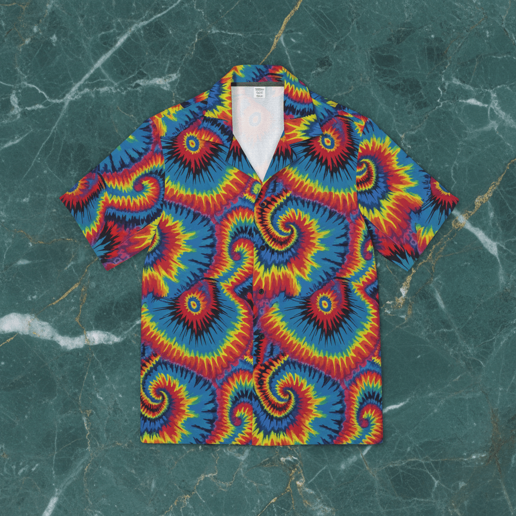 Strawberry Wheels AOP Button-Up Shirt | Digital Tie-Dye Workwear
