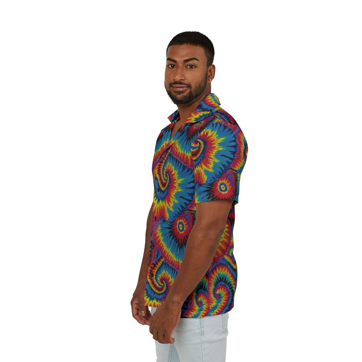 Strawberry Wheels AOP Button-Up Shirt | Digital Tie-Dye Workwear