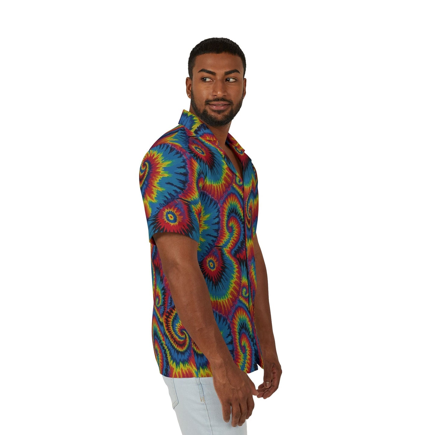 Strawberry Wheels AOP Button-Up Shirt | Digital Tie-Dye Workwear