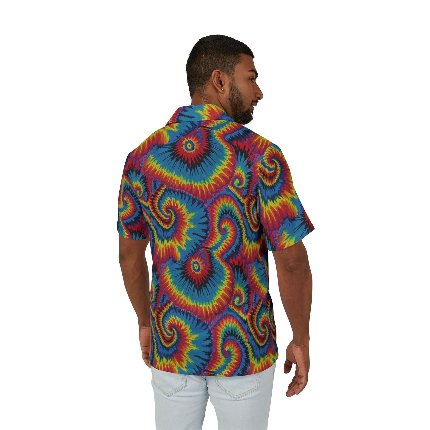 Strawberry Wheels AOP Button-Up Shirt | Digital Tie-Dye Workwear