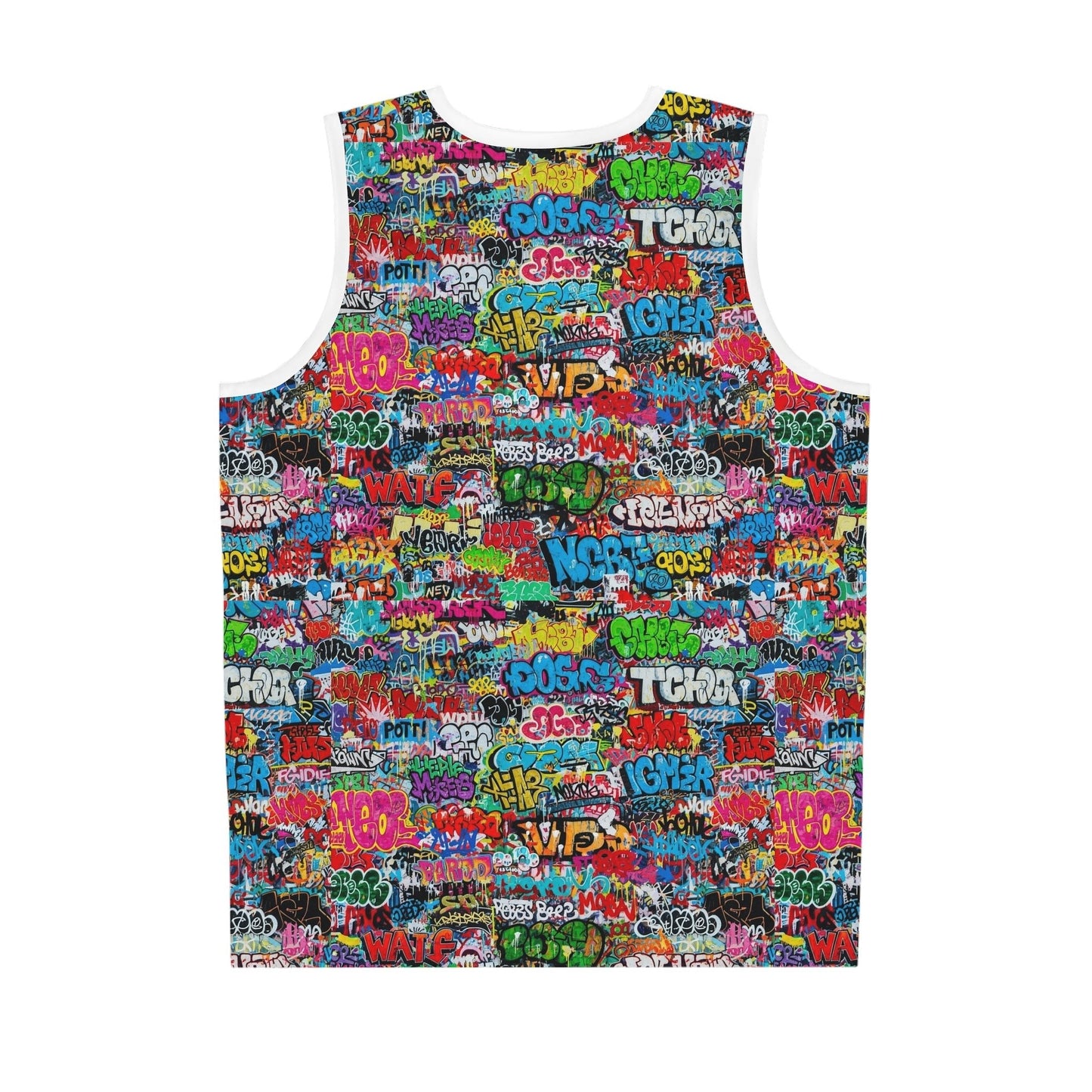 StreetsmART Tag Wall AOP Basketball Jersey | All-Over Graffiti Print Athletic Tank, Sublimation Street-Art Streetwear, Assembled in USA (S–2XL)