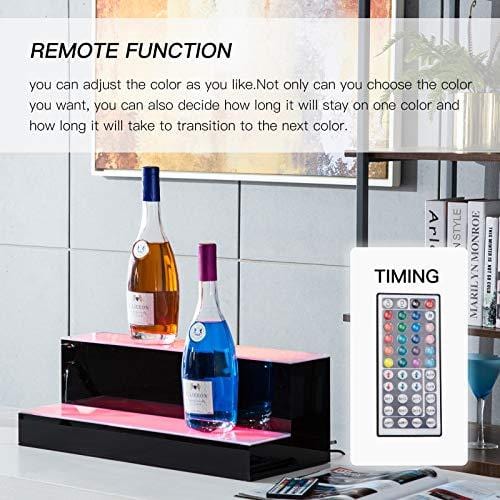Advanced Mixology LED Lighted Liquor Bottle Display 16 Inch 2 Step Illuminated Bar Bottle Shelf 2 Tier Cimmercial Home Bar Bottle Display Drinks Lighting Shelves Home Bar Lighting with Remote Control