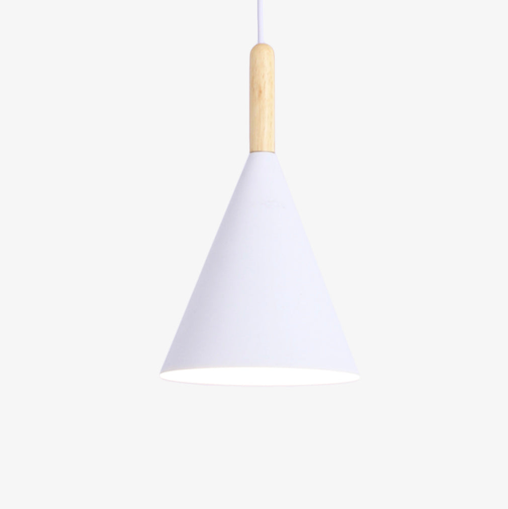 Cone Metal pendant lights With Wooden Stem For Bar
