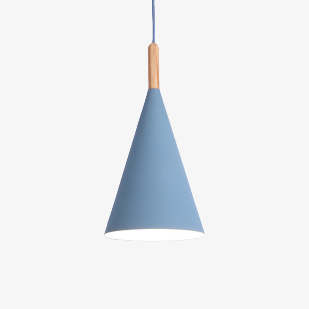 Cone Metal pendant lights With Wooden Stem For Bar