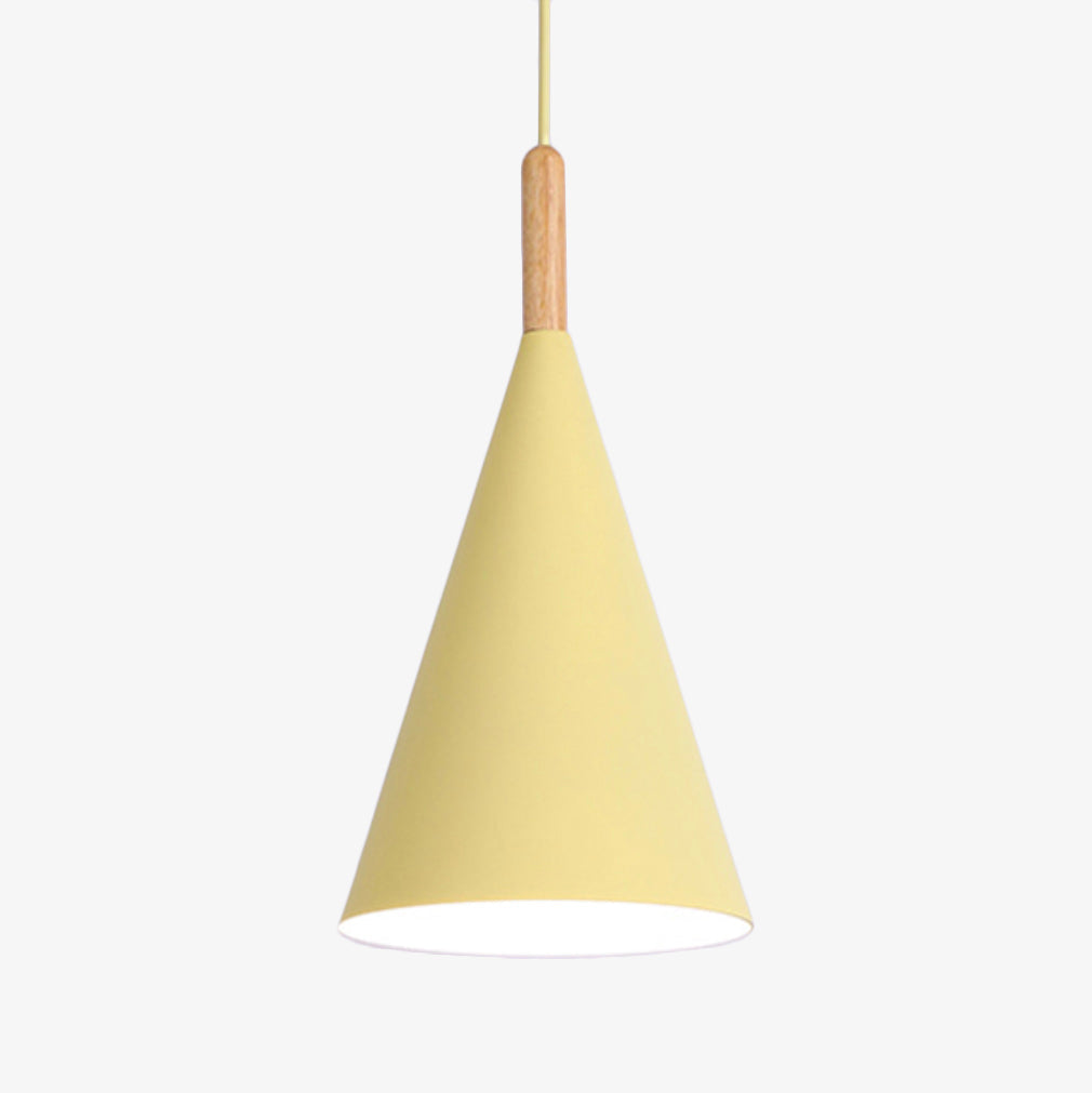 Cone Metal pendant lights With Wooden Stem For Bar