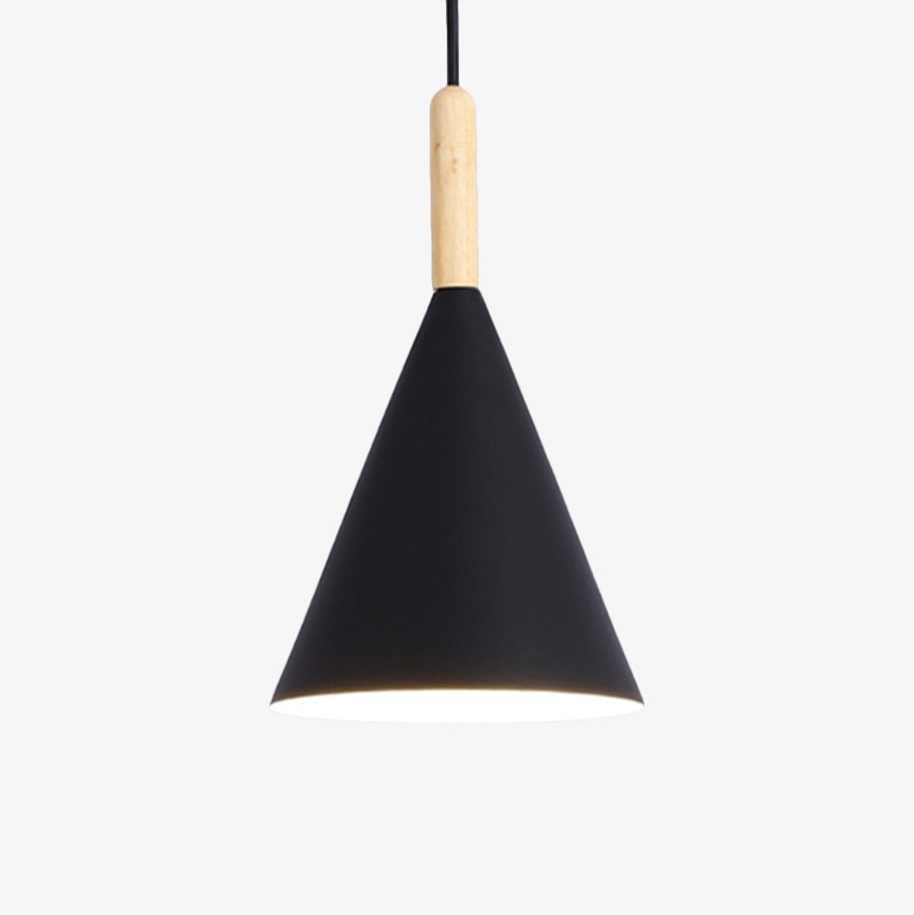 Cone Metal pendant lights With Wooden Stem For Bar