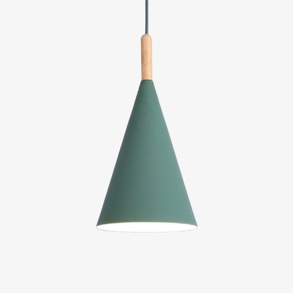 Cone Metal pendant lights With Wooden Stem For Bar