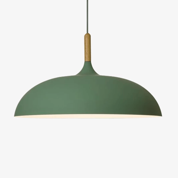 Aluminium Dome Pendant Lights With Wooden Stem