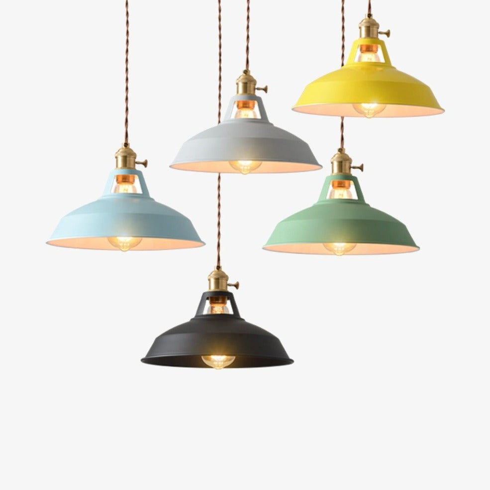 Loft Metal Dome Pendant Lights With Braided Cord LED Light