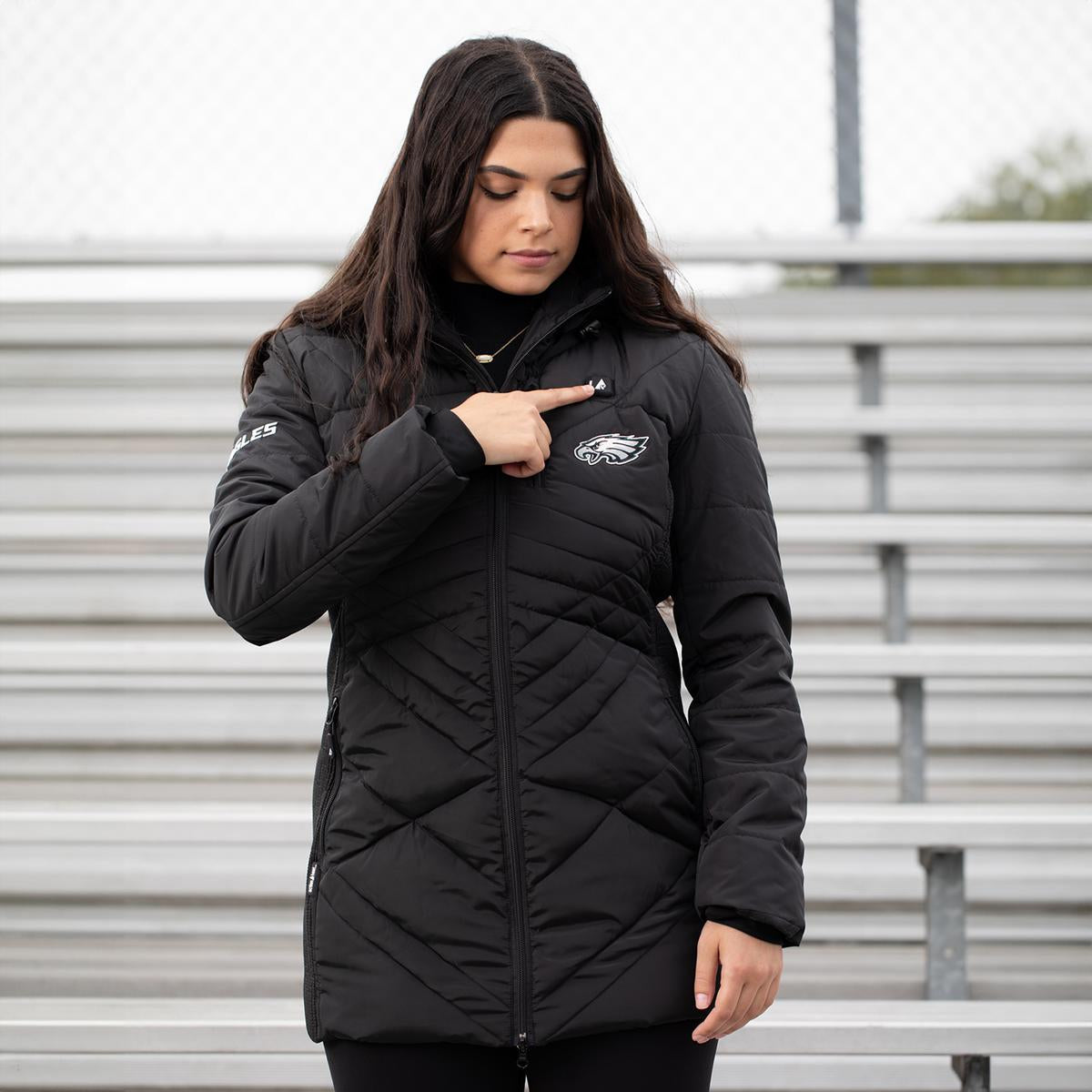 ActionHeat Philadelphia Eagles 5V Women's Long Puffer Battery Heated Jacket