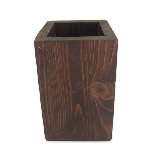 Tall Dark Stained Floral Box