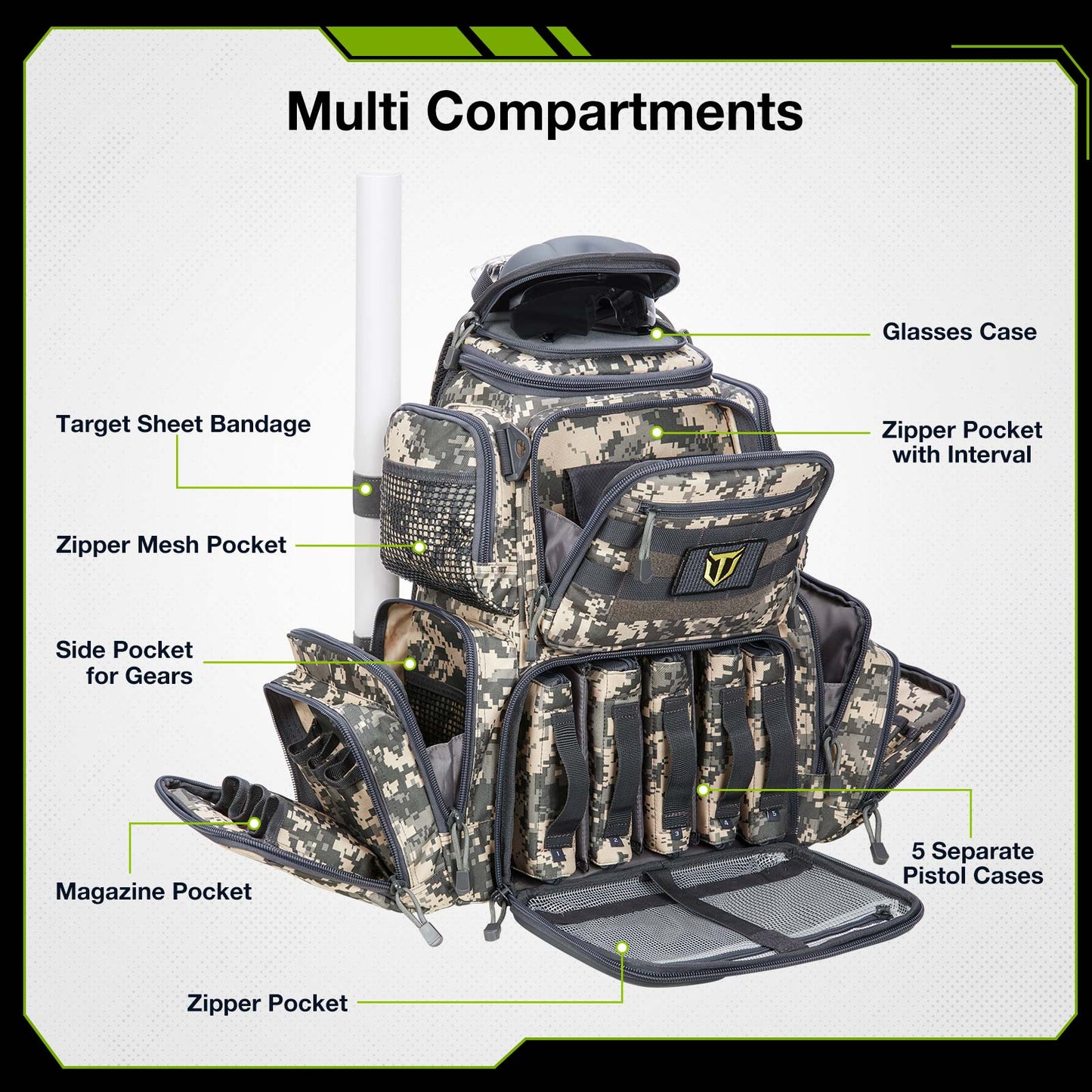 TideWe Tactical Range Backpack Bag Carrier Range Pack