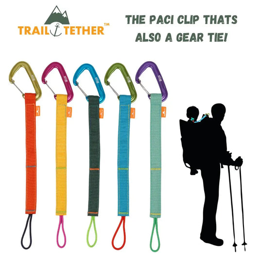 Trail Tether: Heavy-Duty Pacifier Clip that is also a Gear Strap, Multi-Purpose Camping Gear Organizer