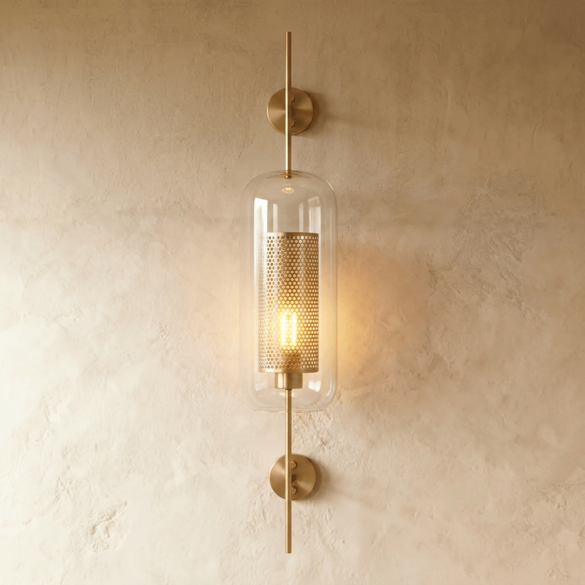 Modern Glass Tube Wall Light LED Light With Iron Backplate