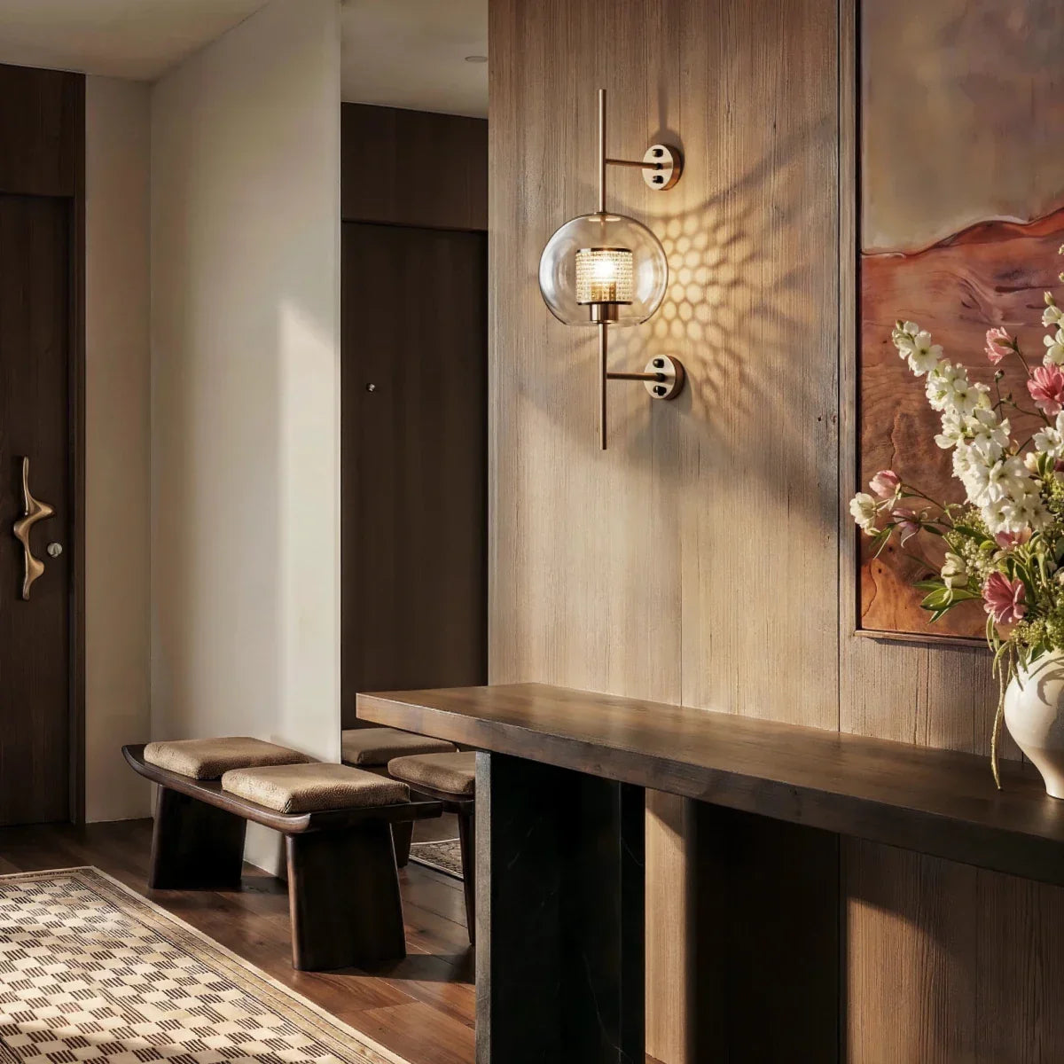 Modern Glass Tube Wall Light LED Light With Iron Backplate