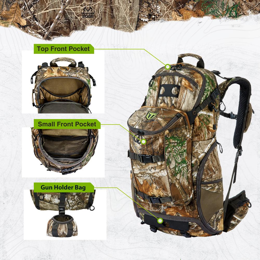 TideWe Hunting Pack 3400cu, Silent Frame Hunting Backpack for Bow/Rifle/Pistol