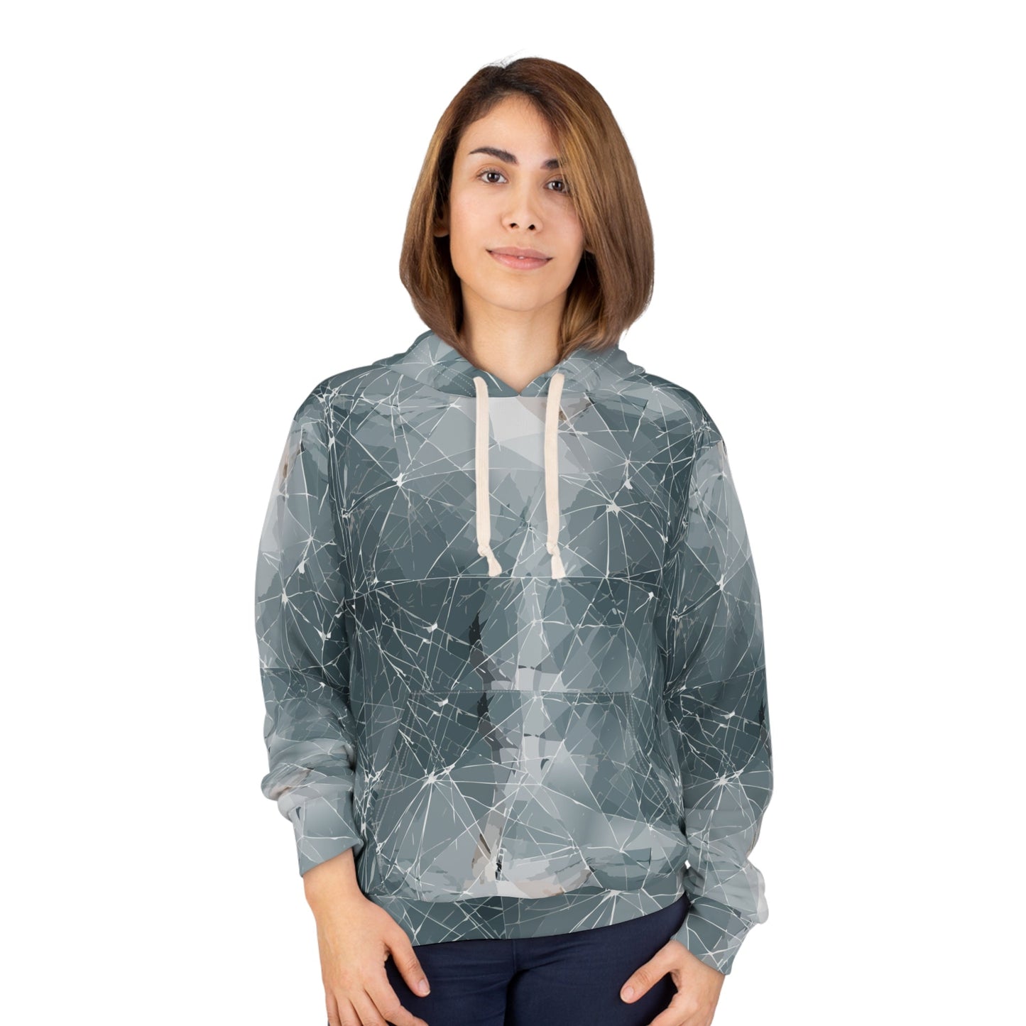 Tina's Hoodie, Shattered Glass Print Streetwear Sweatshirt, Festival Hooded Jumper, Unisex Graphic Sweater, Resilience Hoodie