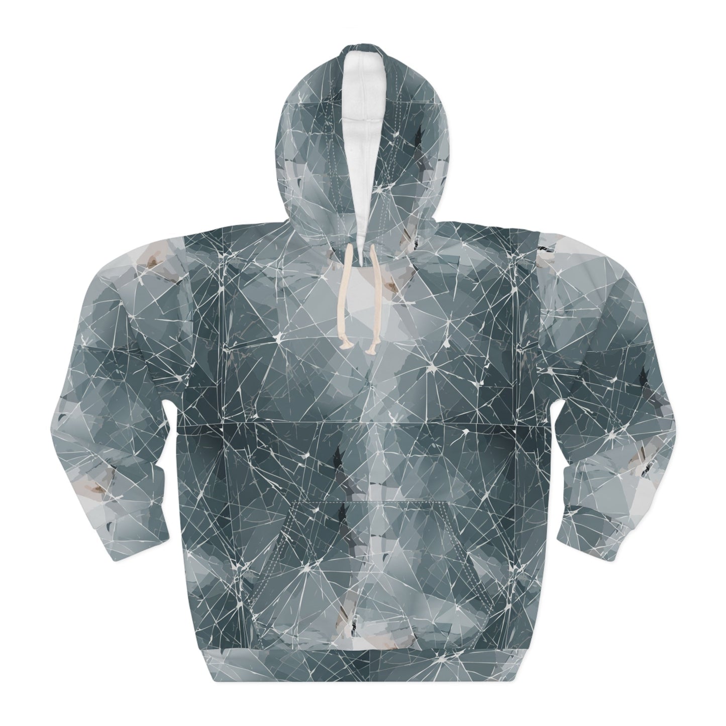 Tina's Hoodie, Shattered Glass Print Streetwear Sweatshirt, Festival Hooded Jumper, Unisex Graphic Sweater, Resilience Hoodie