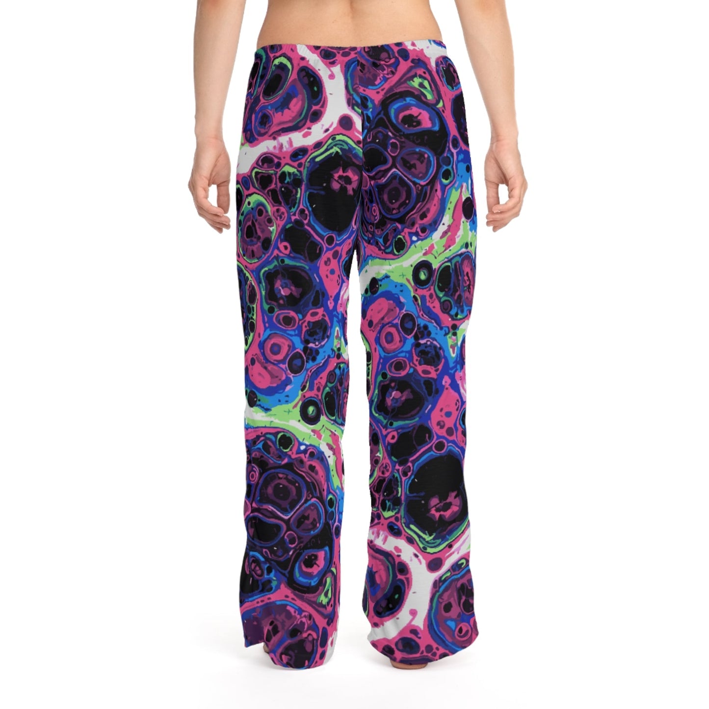 Trippy Marble Swirl Pajama Pants — Maximalist Lounge Pants | Neon Purple, Pink & Acid Green Abstract Print Sleepwear
