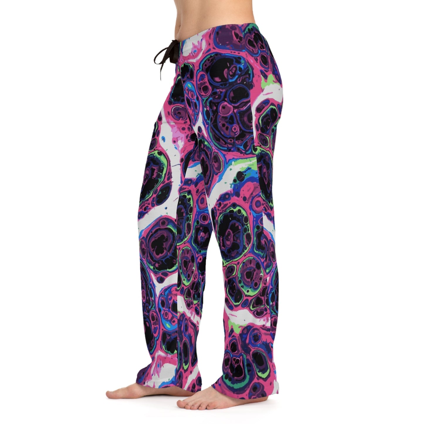 Trippy Marble Swirl Pajama Pants — Maximalist Lounge Pants | Neon Purple, Pink & Acid Green Abstract Print Sleepwear