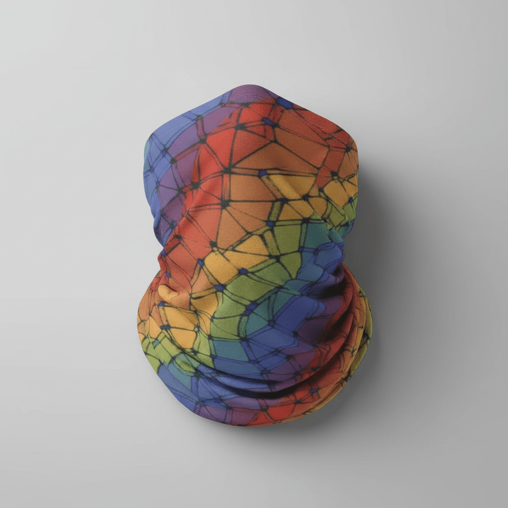 Trippy Vibrational Neck Gaiter - Psychedelic Dust Mask for Burning Man, Snowboarding & Festival Protection
