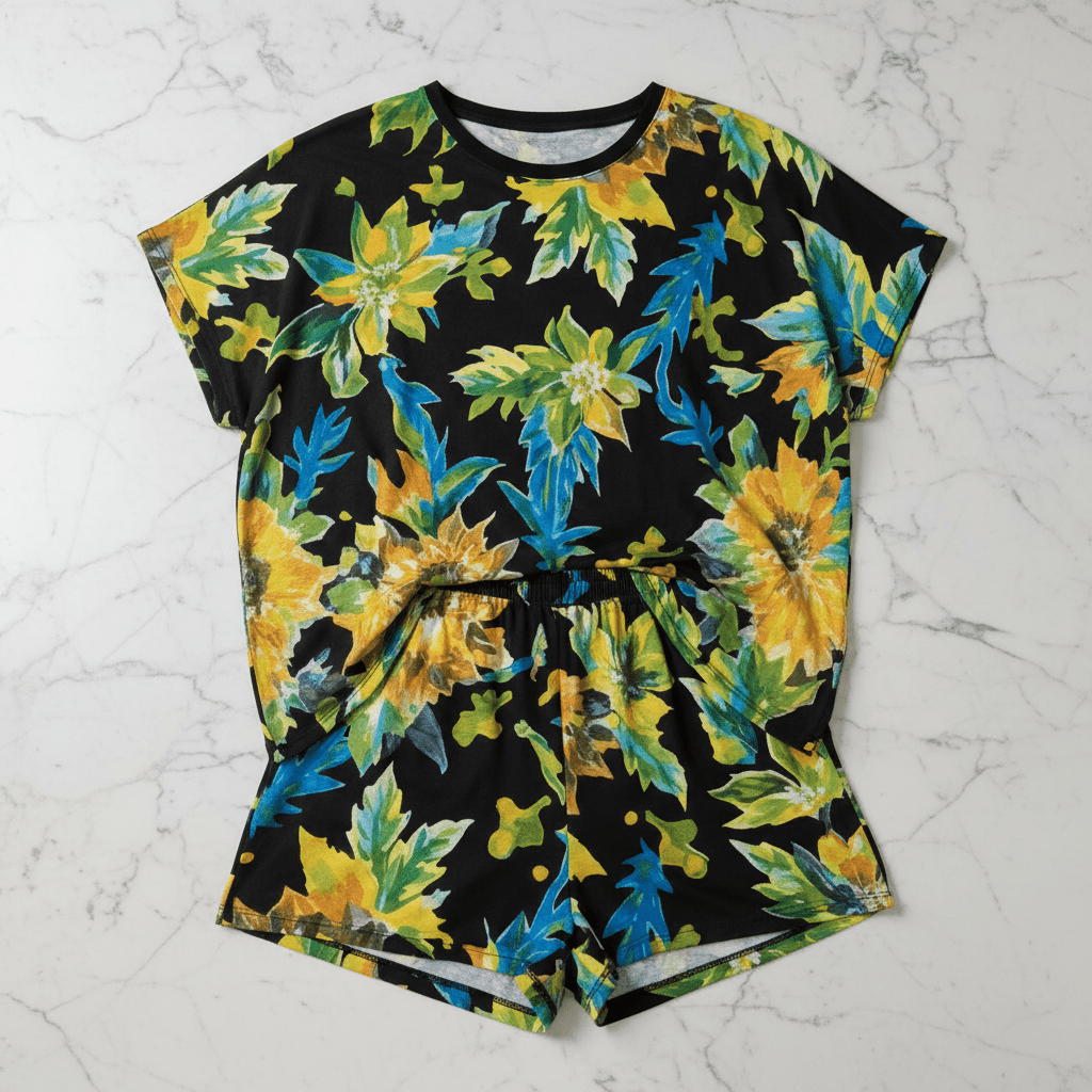 True Flower Child Vector Pajama Set - Whimsical Bohemian Loungewear for Artsy Dreamers
