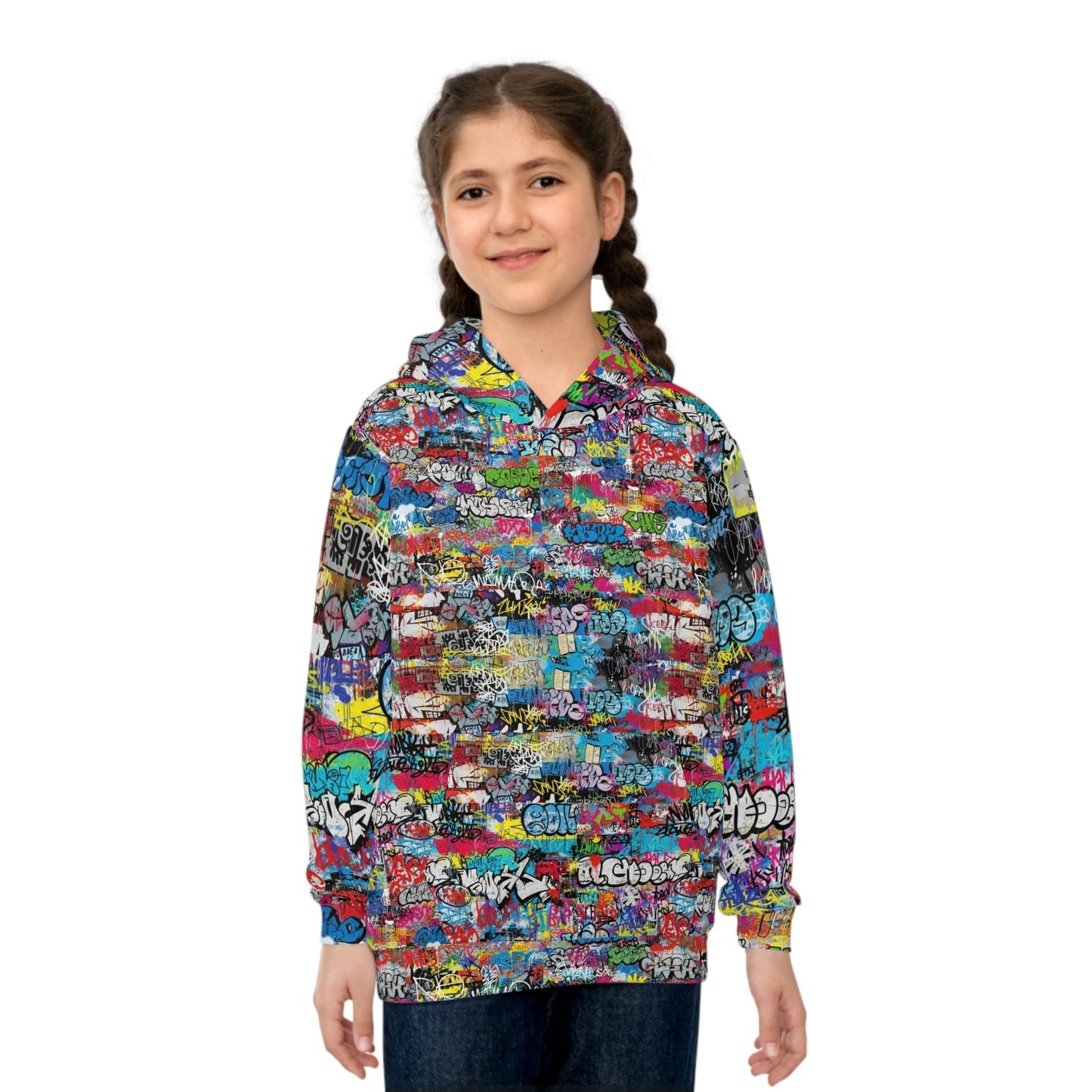 Urban Cipher Children's Hoodie - Abstract Graffiti AOP by Dylesmavis, Wild Streetwear Sweatshirt, Edgy Kids Pullover, Unique Graffiti Hooded