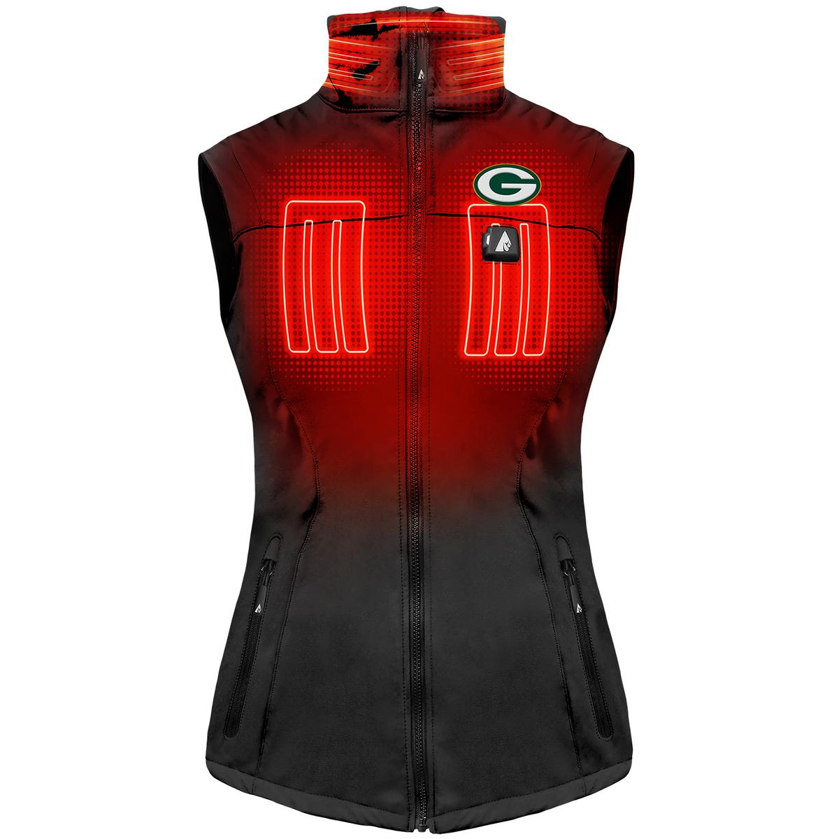 ActionHeat Green Bay Packers 5V Women's Softshell Battery Heated Vest